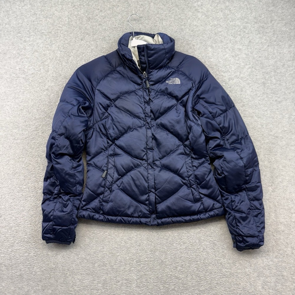 The North Face Goose Down Puffer Jacket Women XS Blue Full Zip 550 Fill Work Ski